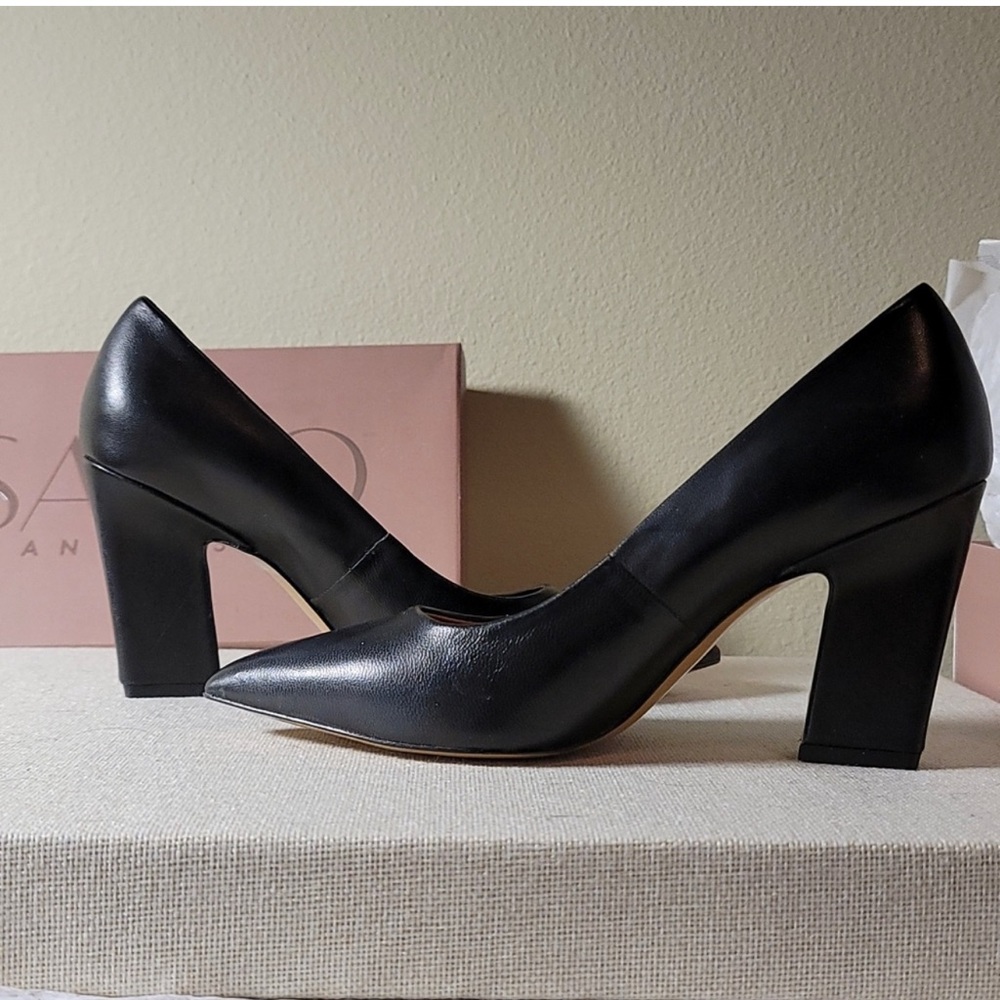 NWT Franco Sarto Sasha Women's Black Leather Heels, size 7.5
